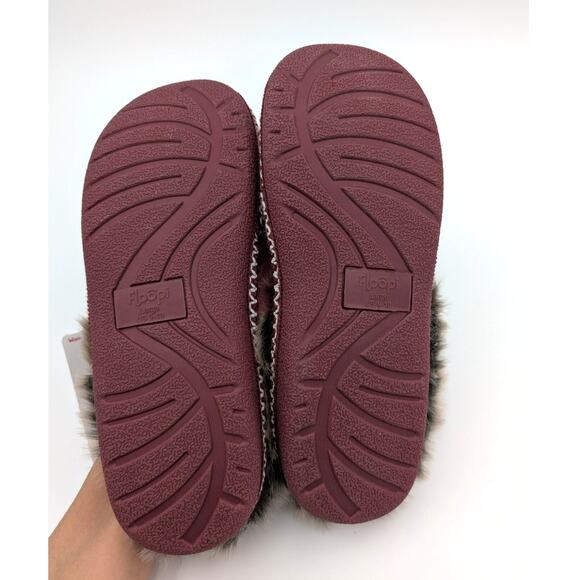 Floopi Aztec Faux Fur Lined Memory Foam Slippers Women's Red Size US9-10 - Picture 7 of 10